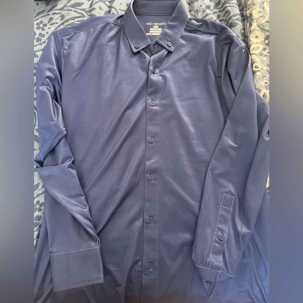 Ace of Spades Men's Deep Blue Dress Shirt